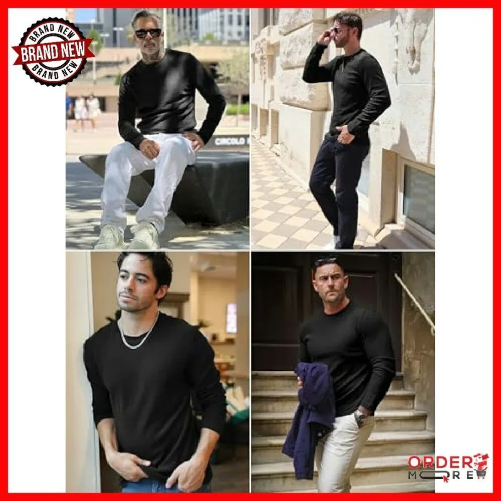Men's Slim Fit Thermal Long Sleeve Crewneck Pullover Knitted Shirt